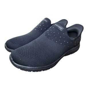 Sketchers Slip-ins black with rhinestones Womens size 9.5 Comfort walking shoes